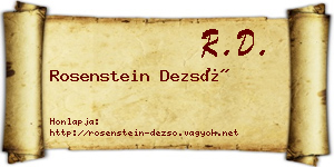 Rosenstein Dezső névjegykártya