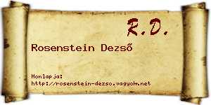 Rosenstein Dezső névjegykártya